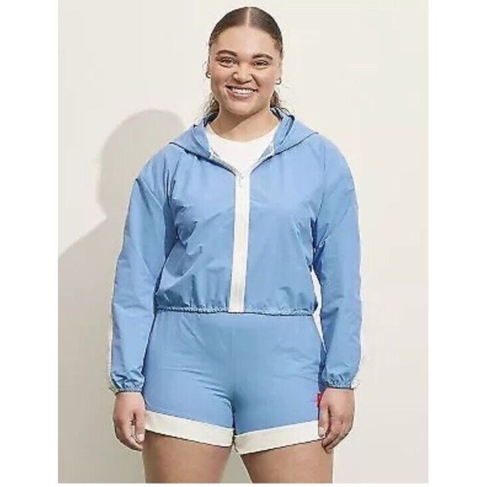 Prince Pickleball Women's‎ Woven Zip-Front Hooded Tennis Jacket - Light Blue XL